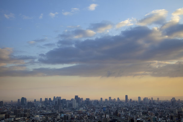 日本大阪清晨城市景观