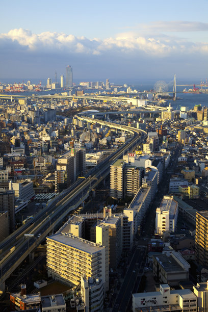 日本大阪清晨城市景观