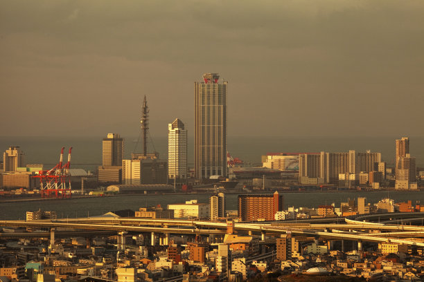 日本大阪清晨城市景观