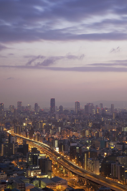 日本大阪清晨城市景观