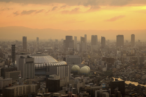 日本大阪清晨城市景观