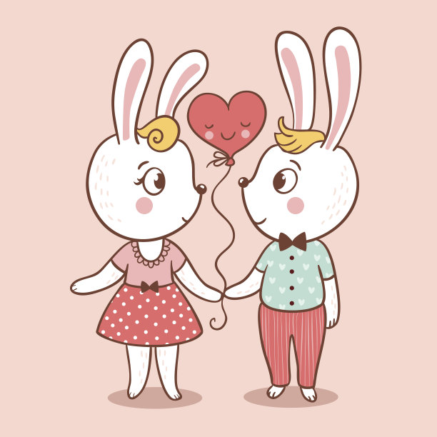 情人节海报爱心兔