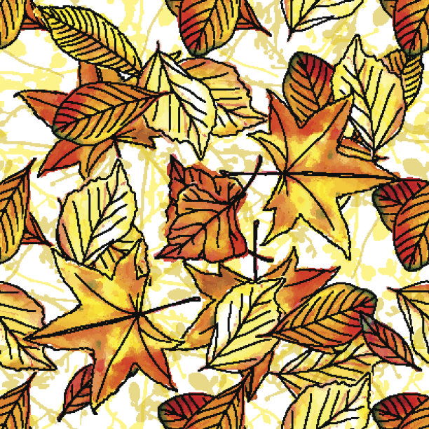 多彩枫叶无缝图案矢量背景
