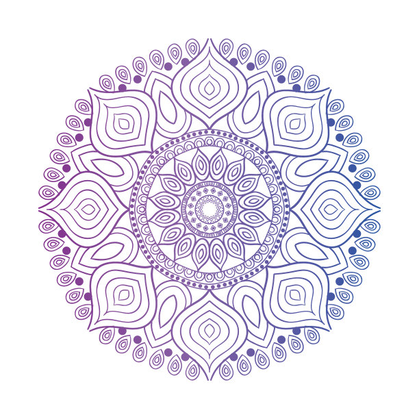 花卉环绕的圆形装饰矢量图案