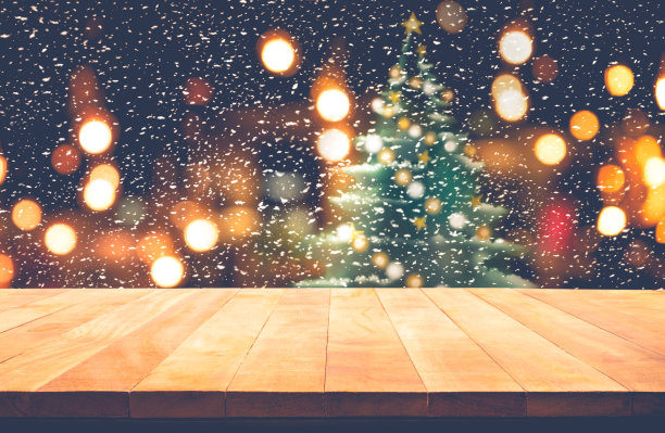 冬季雪景圣诞装饰背景图