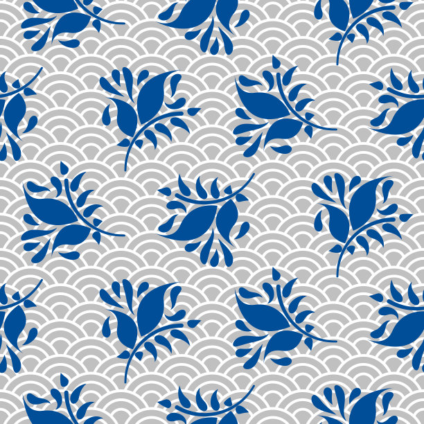 花卉环绕的圆形装饰矢量图案