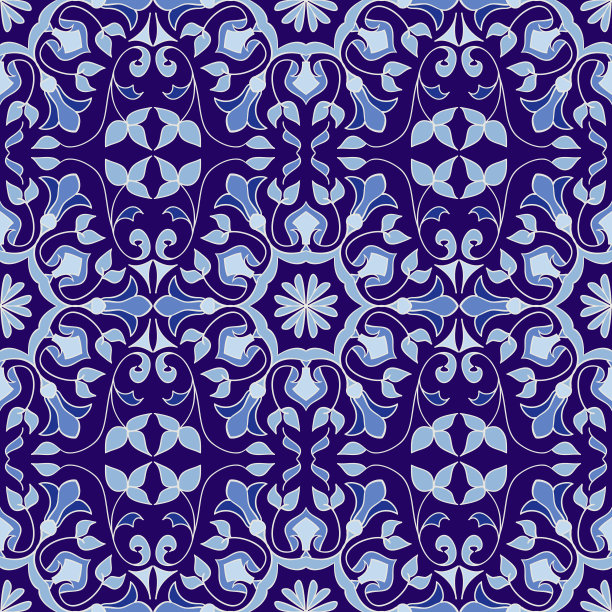 几何拼接复古风花纹图案