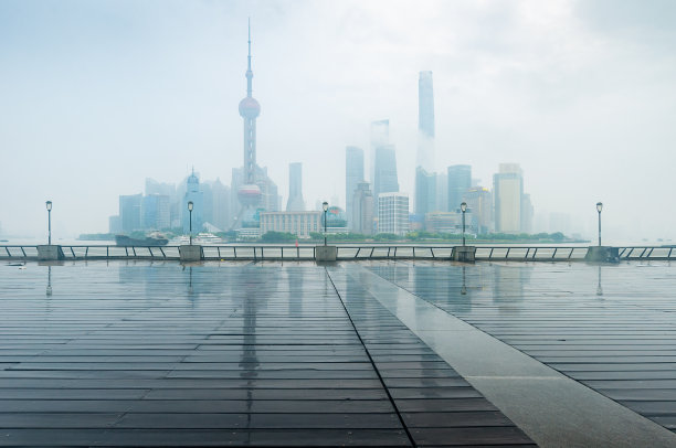 雨中的上海陆家嘴