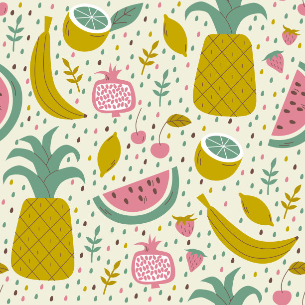 夏季水果图案 西瓜 香蕉 柠檬