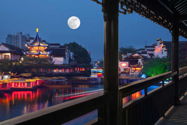 江苏南京城市风光建筑夜景