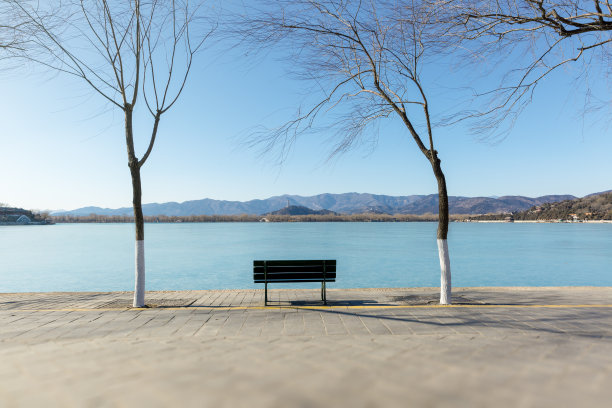 长椅,水平画幅,昆明湖