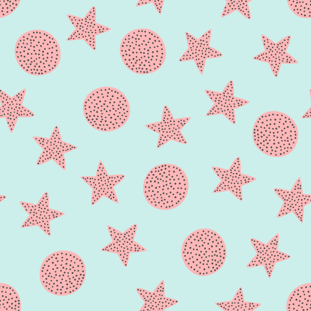 粉色星星圆形矢量图案