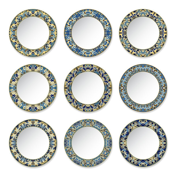 精美蓝绿色圆形花纹图案