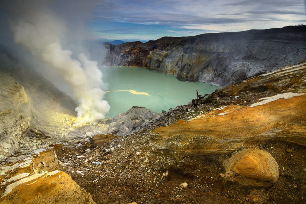 硫磺,活火山,湖
