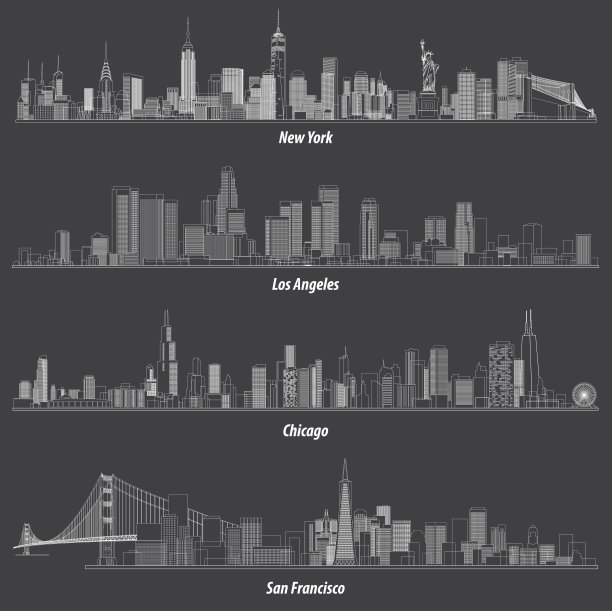 洛杉矶标志建筑插画
