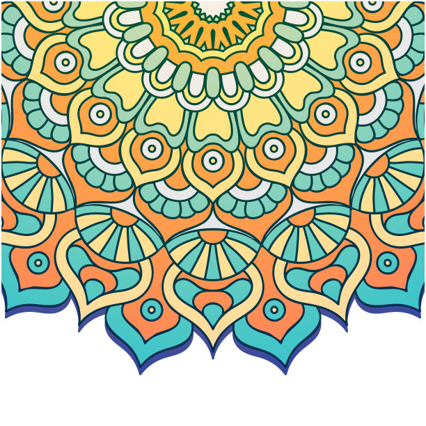 花卉环绕的圆形装饰矢量图案