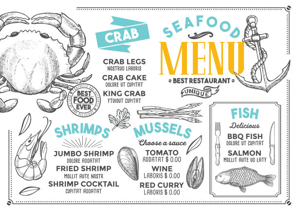 海鲜菜单 宣传单