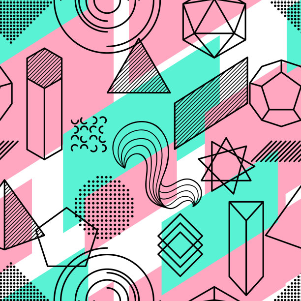 蓝绿几何六边形无缝图案