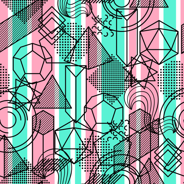 蓝绿几何六边形无缝图案