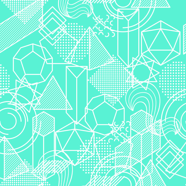 蓝绿几何六边形无缝图案