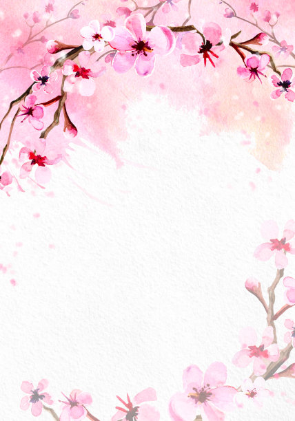 水彩绘画樱花