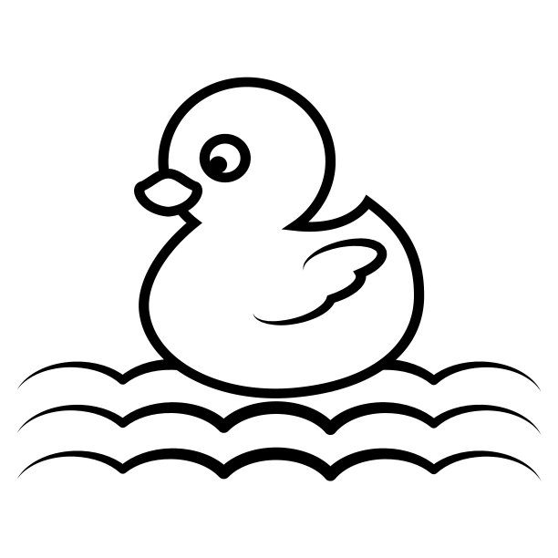 卡通小鸭子游泳