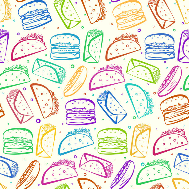 汉堡包卡通插画彩色