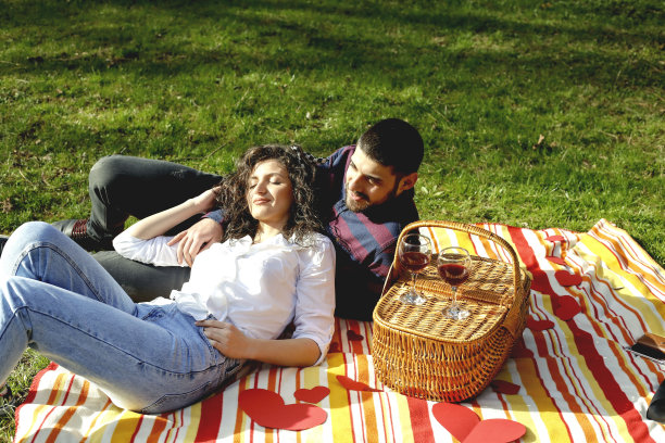 野餐垫上的幸福夫妇