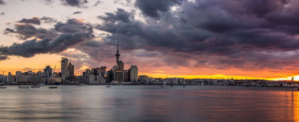 奥克兰海滨夕阳风景