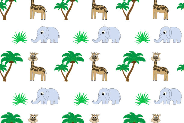 森林卡通动物印花图案