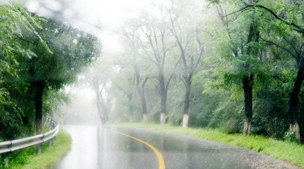 雨天的乡村道路美景