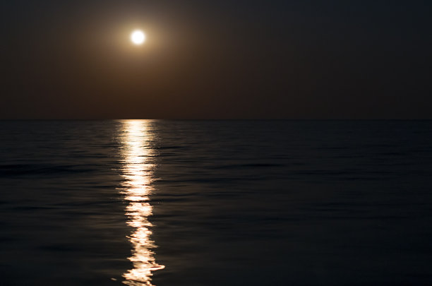 倒影的月亮水面