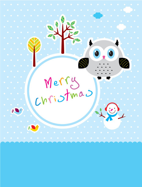 圣诞节雪人圣诞树插画海报