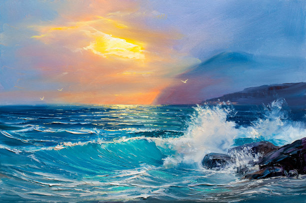 海洋海岸风景油画