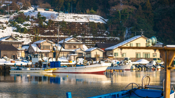 湖景 黄昏 落日 码头 木船