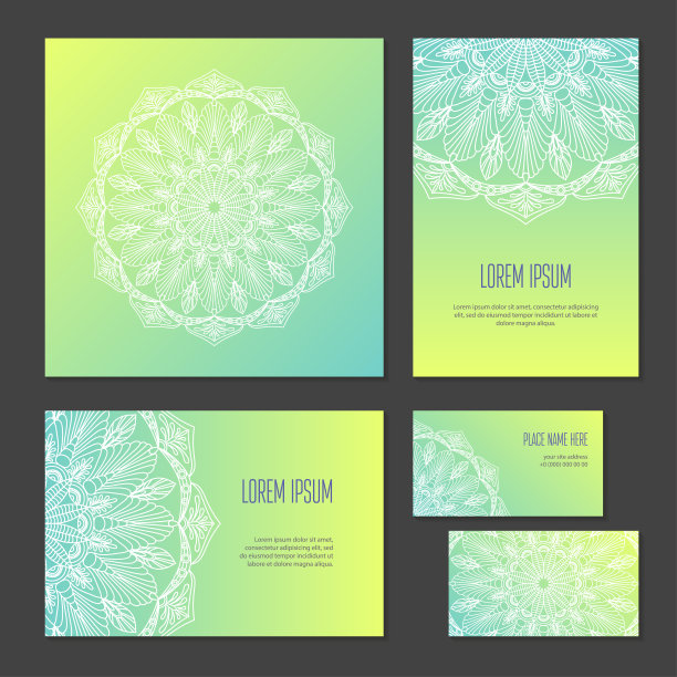 绿黄渐变圆形抽象花纹图案