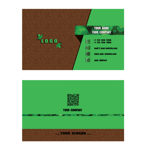 深绿色名片