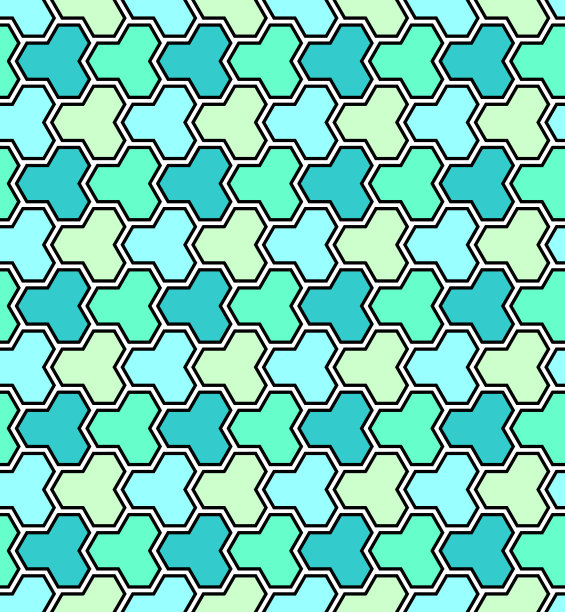 蓝绿几何六边形无缝图案
