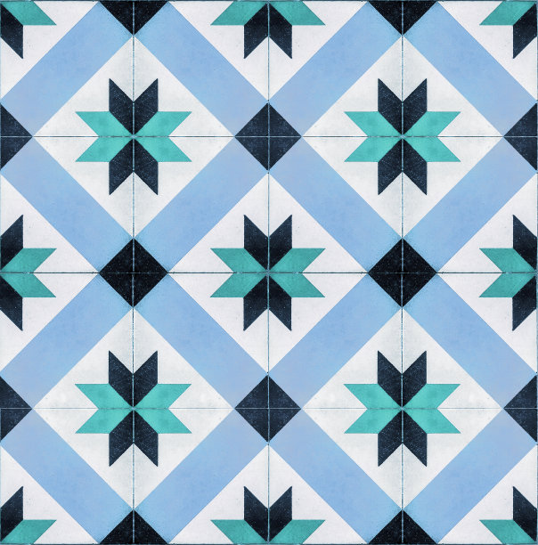 蓝调几何图案无缝背景