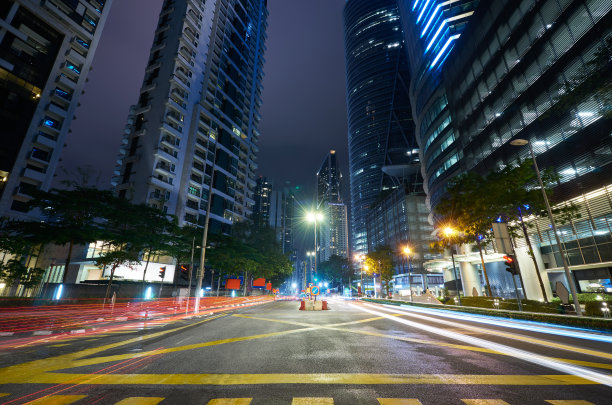 城市天际线,夜晚,城市