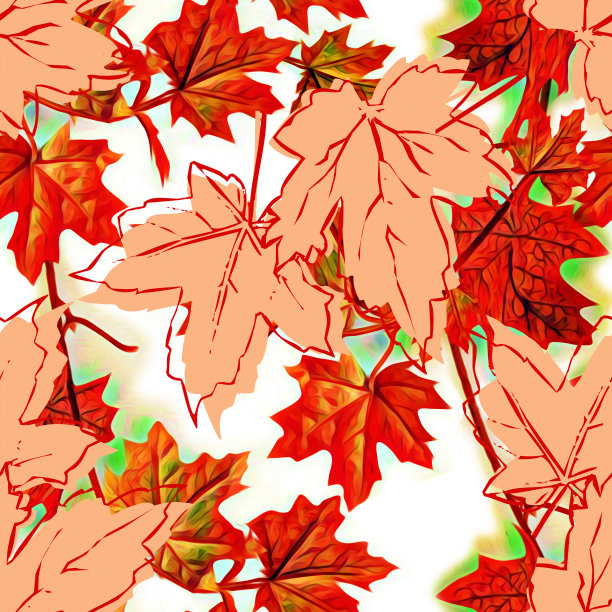 多彩秋季枫叶无缝图案