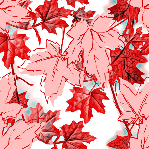 多彩秋季枫叶无缝图案