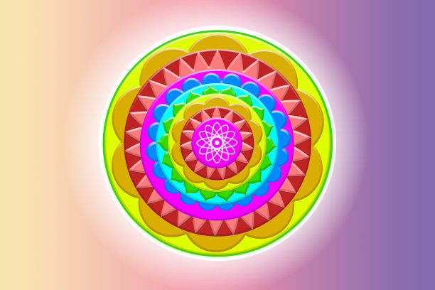 精美紫色绿色圆形花纹图案