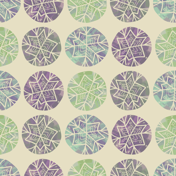 精美紫色绿色圆形花纹图案