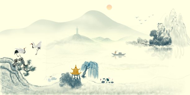 中国风仙鹤插画