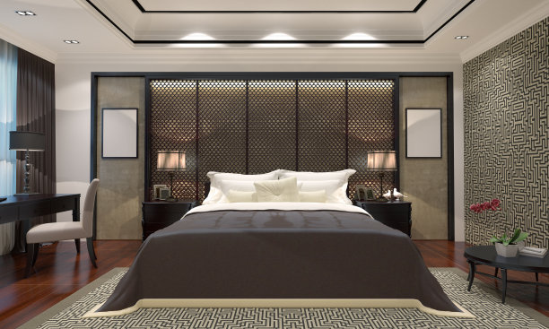 新中式房间卧室豪华酒店客房