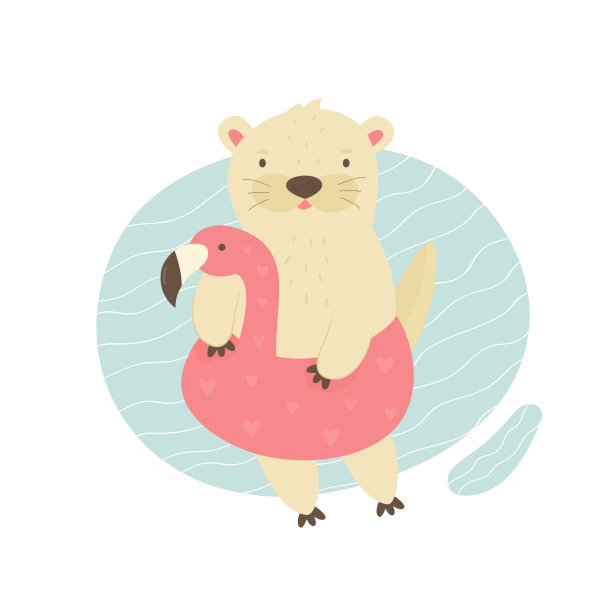 可爱水獭卡通图案背景