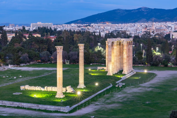俯瞰雅典古希腊宙斯神庙