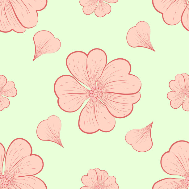 粉色花卉植物无缝图案