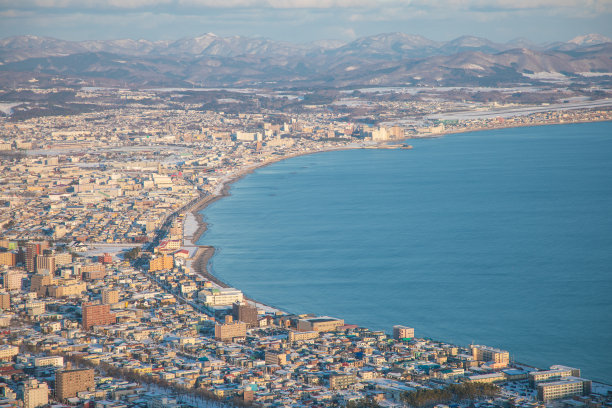 日本北海道函馆俯瞰城市夜景